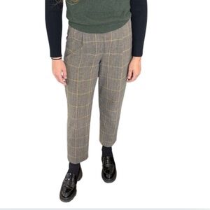 Little Moon Brown Plaid Cropped Pants